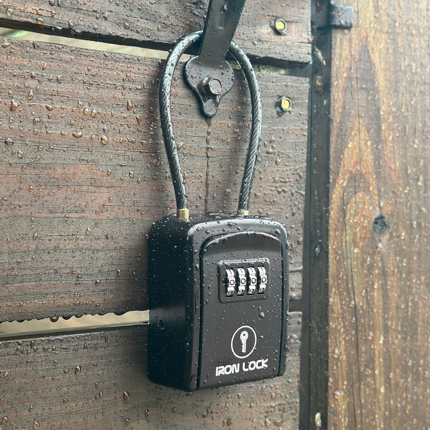 Small Portable Key Lock Box with Removable Cable Shackle (Black)