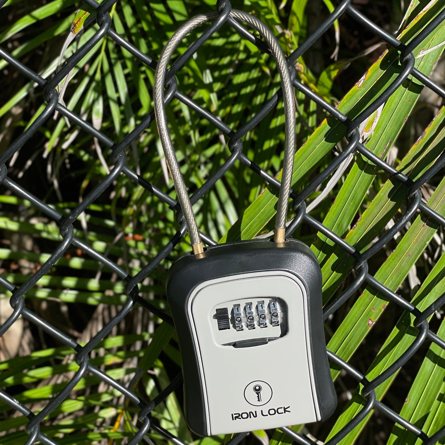 Medium Portable Key Lock Box with Removable Cable Shackle (Grey)