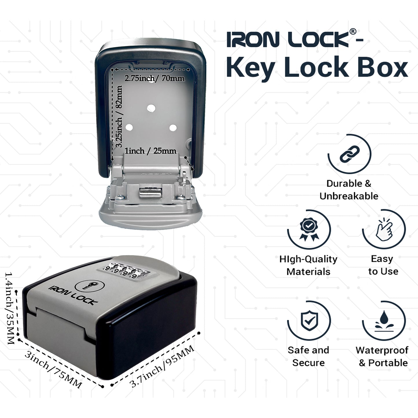 Small Wall Mount Key Lock Box (Grey)