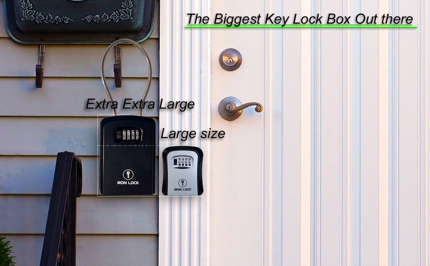 XX-Large Portable Key Lock Box with Removable Cable Shackle (Black)