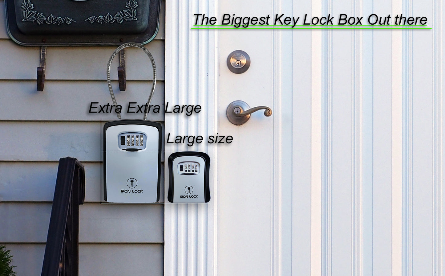 XX-Large Portable Key Lock Box with Removable Cable Shackle (Grey)
