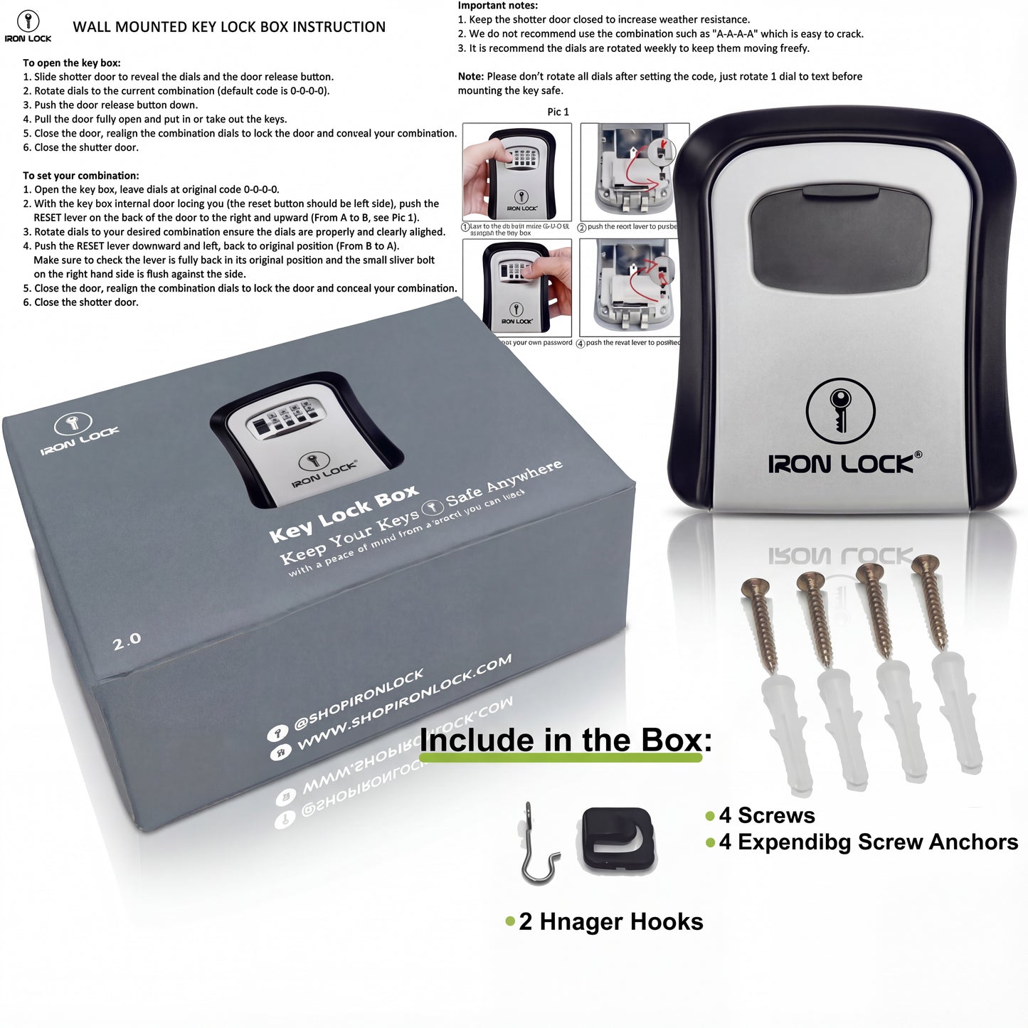 Medium Wall Mount Key Lock Box (Grey)