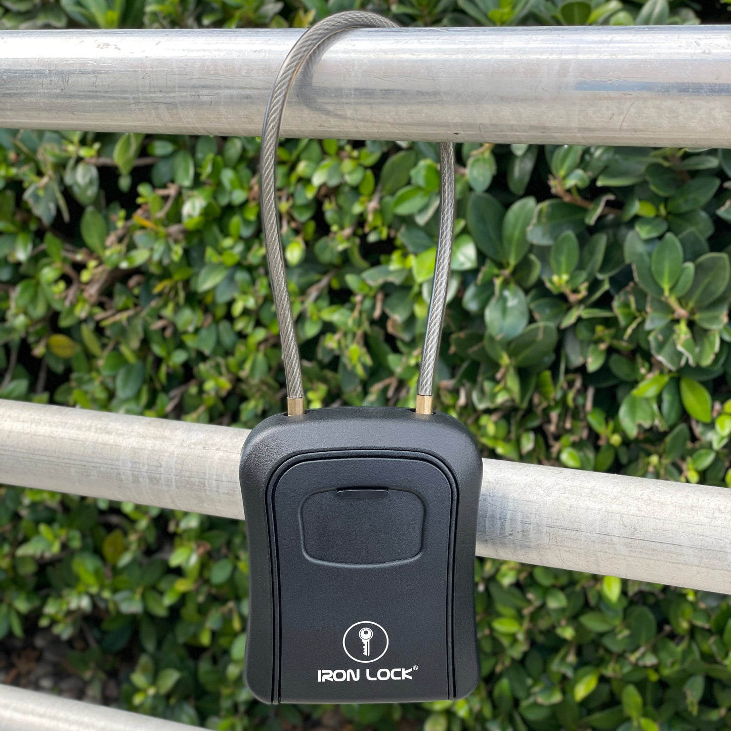 Medium Portable Key Lock Box with Removable Cable Shackle (Black)