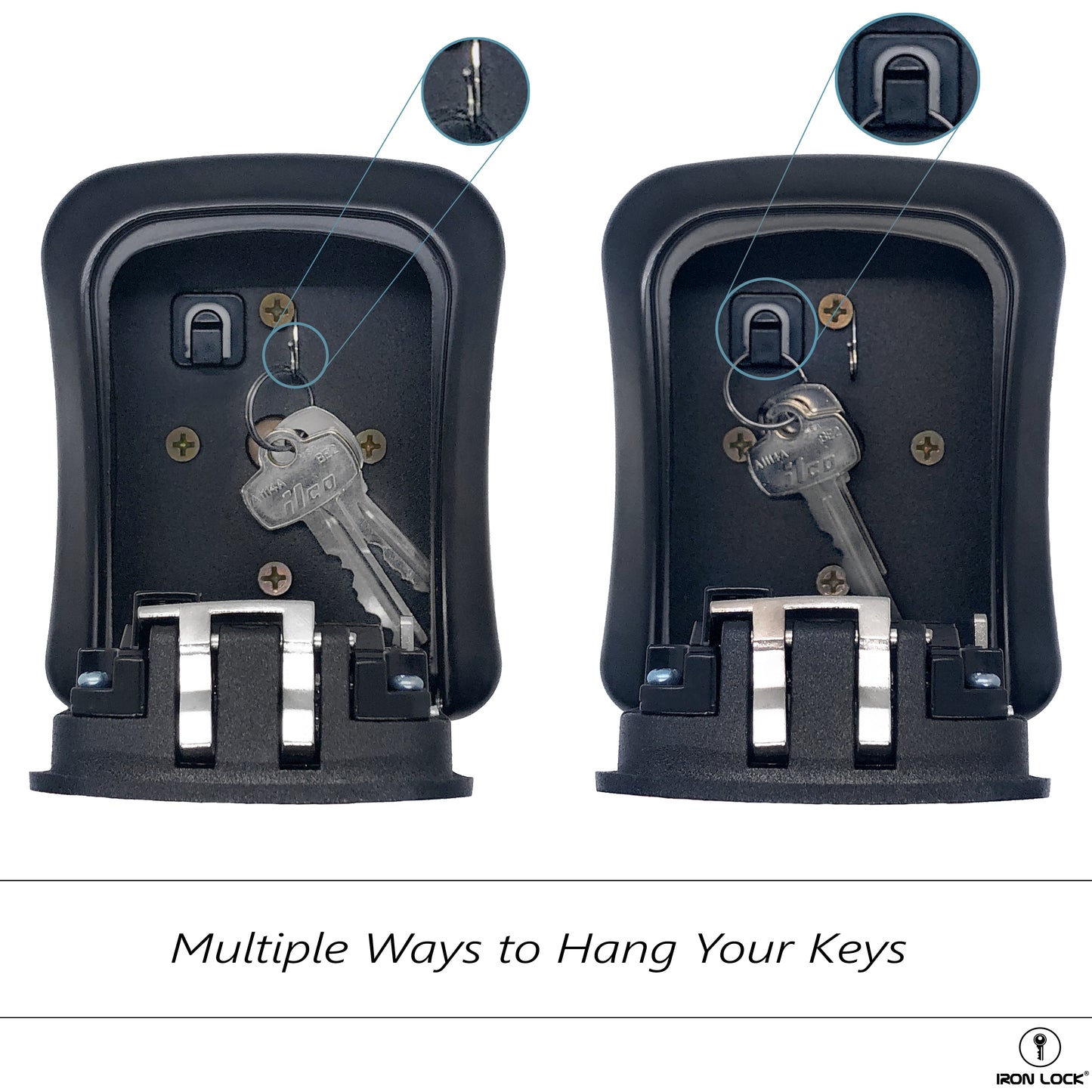 Medium Wall Mount Key Lock Box (Black)