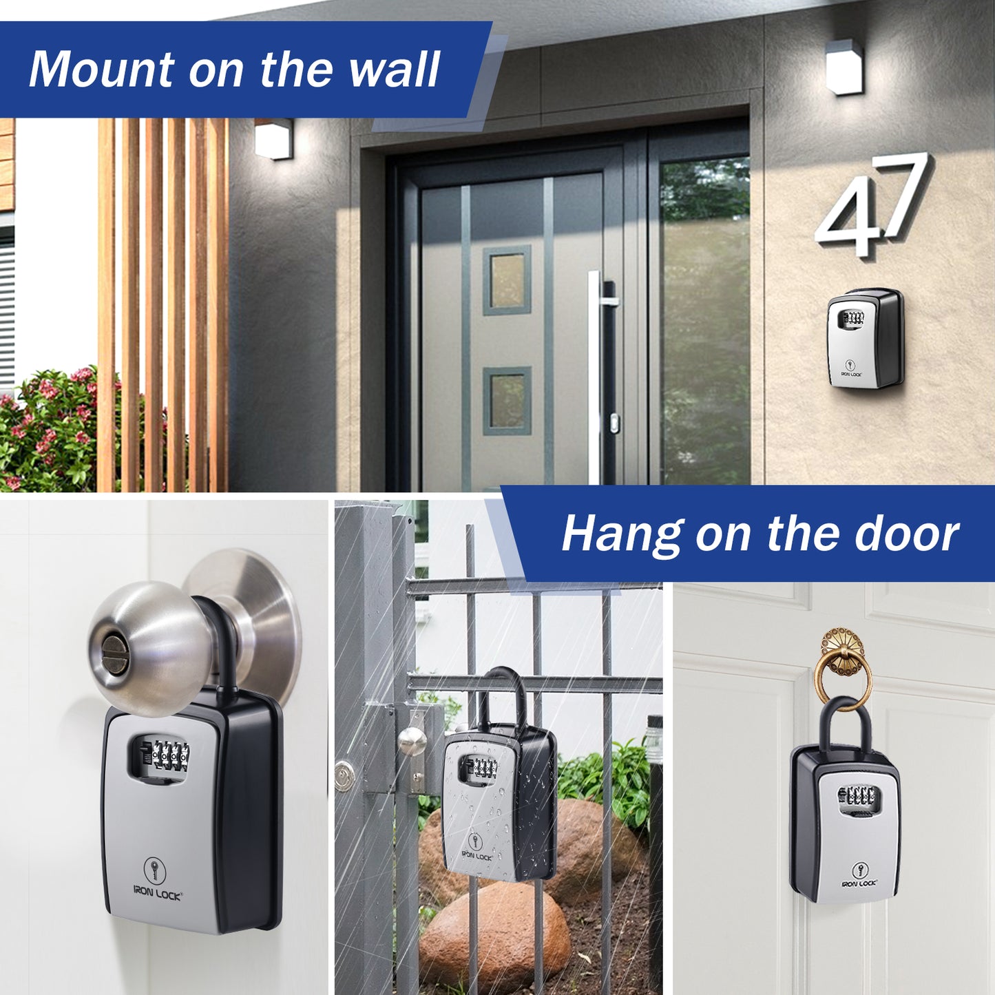 XX-Large Portable Key Lock Box with Removable U-Shackle (Grey)