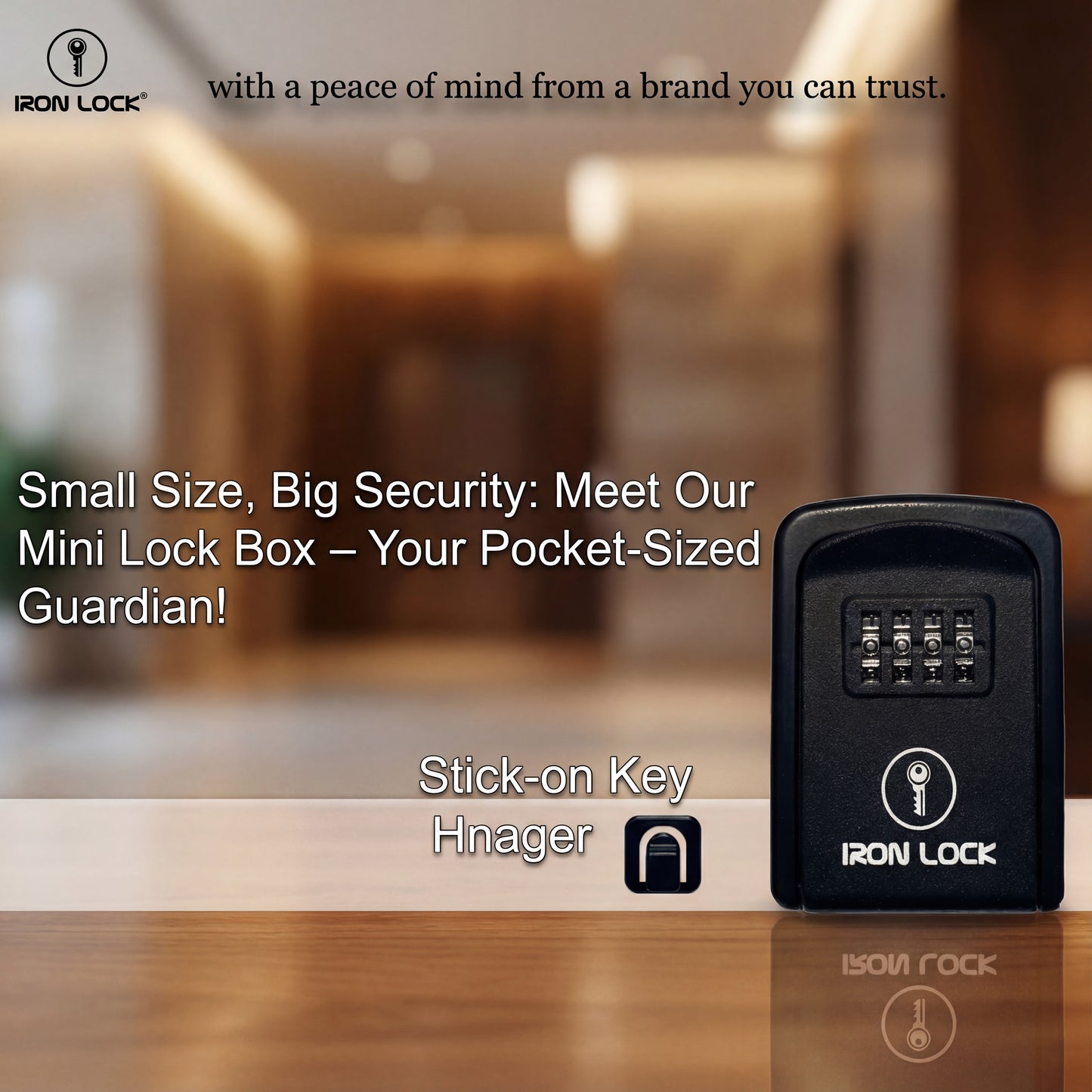 Small Wall Mount Key Lock Box (Black)