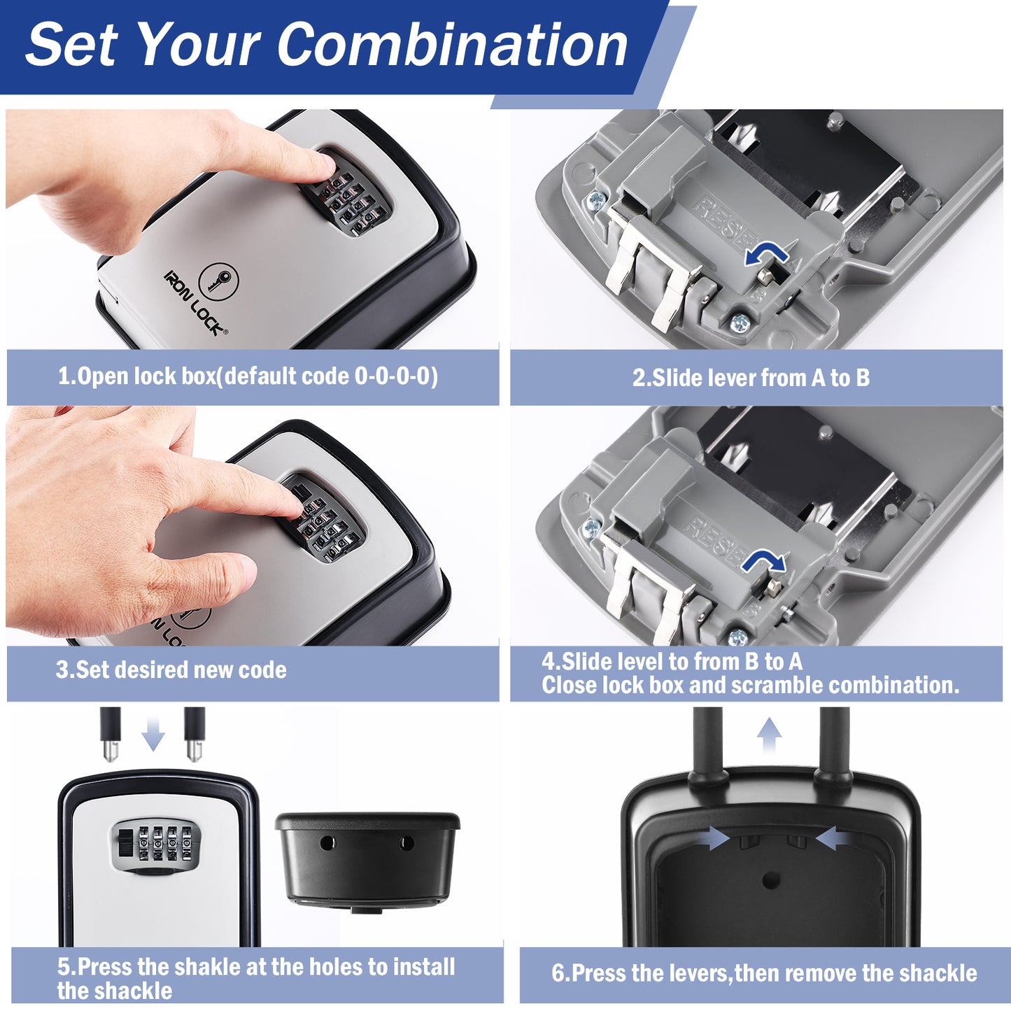 XX-Large Portable Key Lock Box with Removable U-Shackle (Grey)