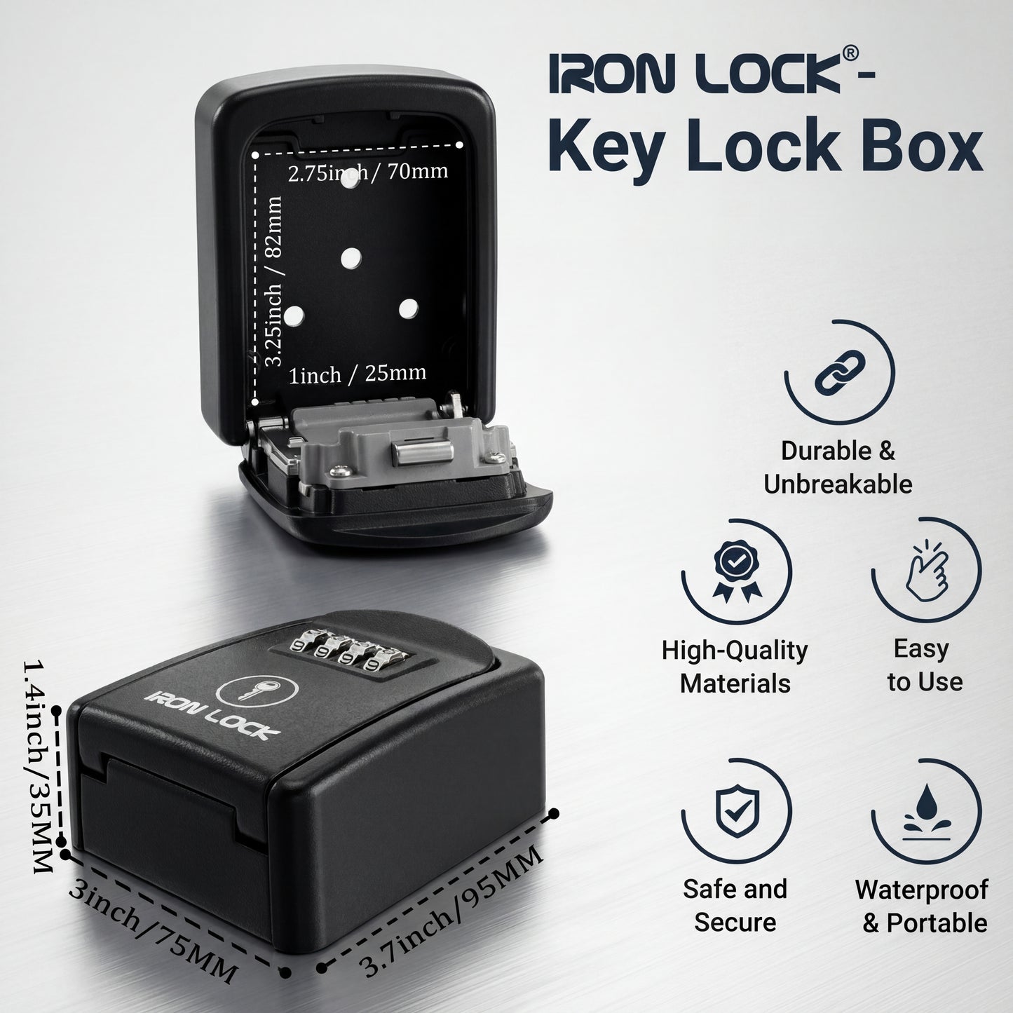 Small Wall Mount Key Lock Box (Black)