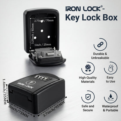 Small Wall Mount Key Lock Box (Black)