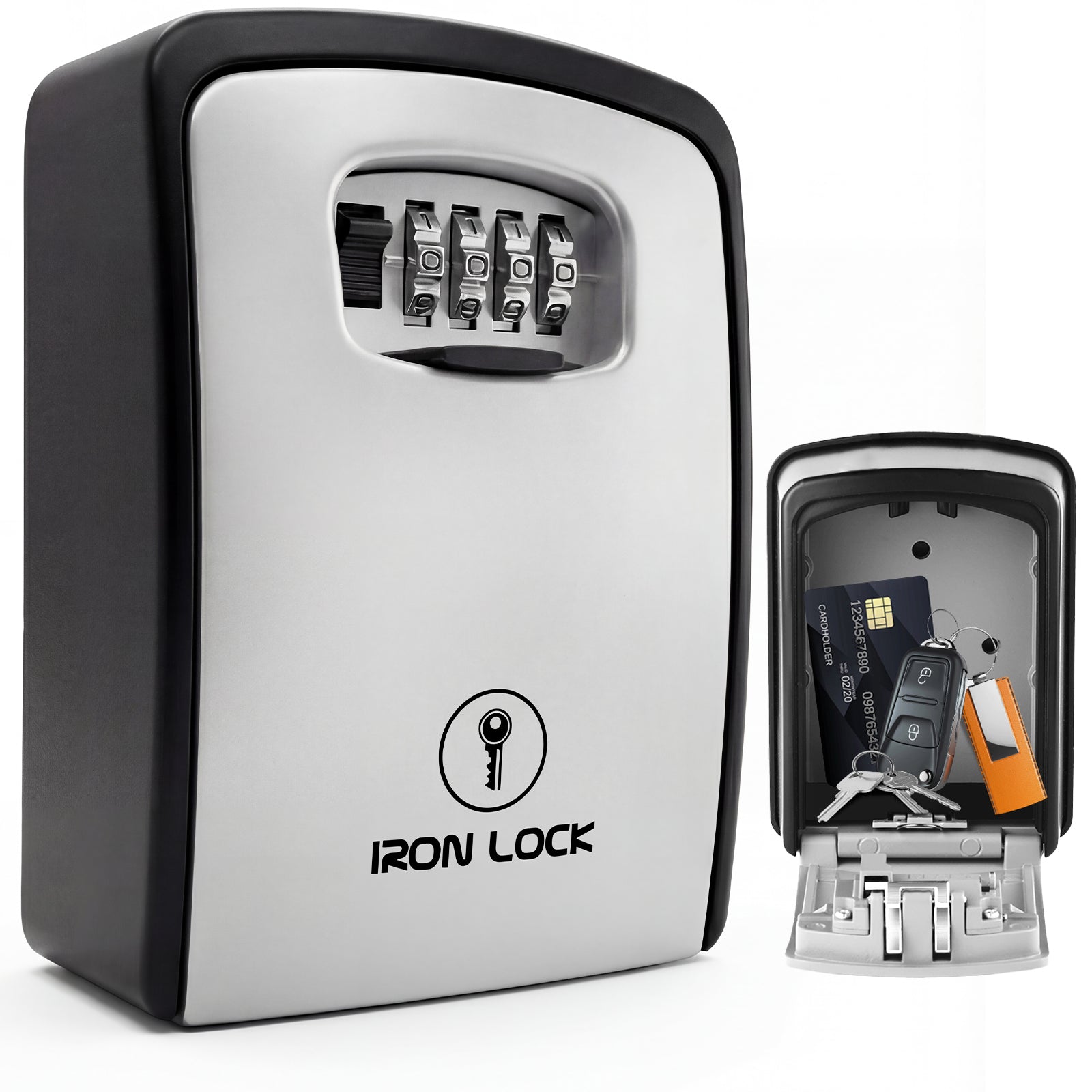 Outdoor Wall Mount Key Lock Box XX-Large, Combination (Grey) | Iron Lock
