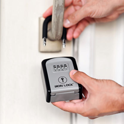 Small Portable Key Lock Box with Removable U-Shackle (Grey)