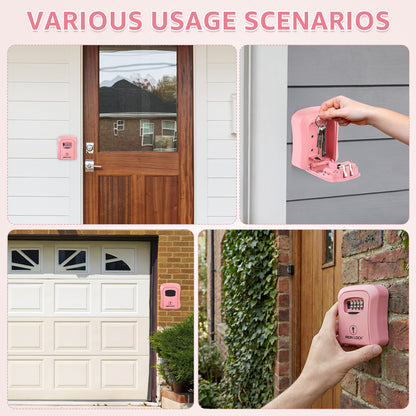 Iron Lock Medium pink wall-mount key lock box, 4-digit resettable combination — view 2