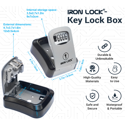 Medium Wall Mount Key Lock Box (Grey)