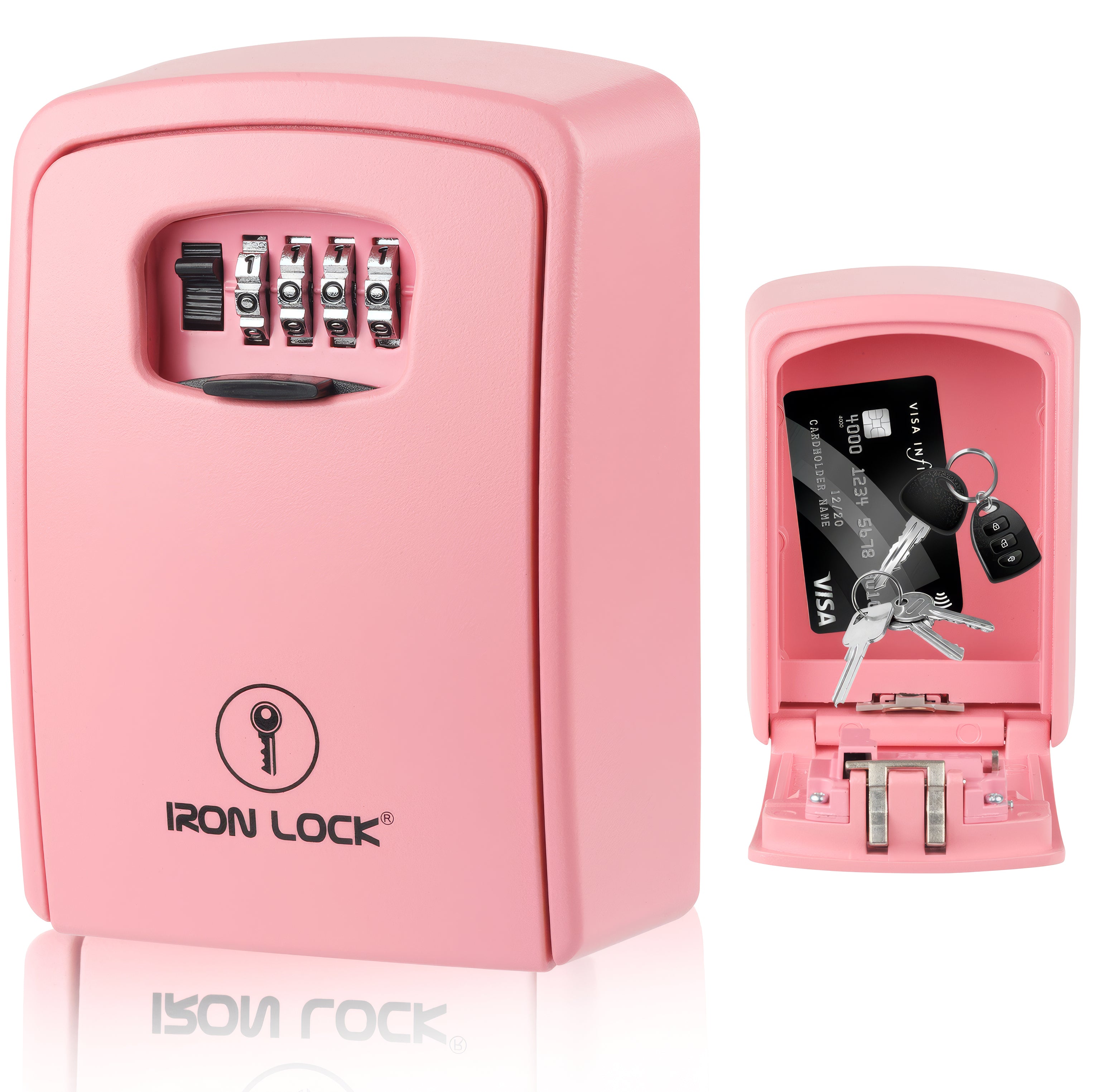 Outdoor Wall Mount Key Lock Box XX-Large, Combination (Pink