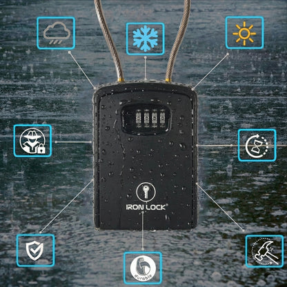 XX-Large Portable Key Lock Box with Removable Cable Shackle (Black)