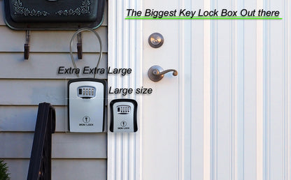 XX-Large Portable Key Lock Box with Removable Cable Shackle (Grey)