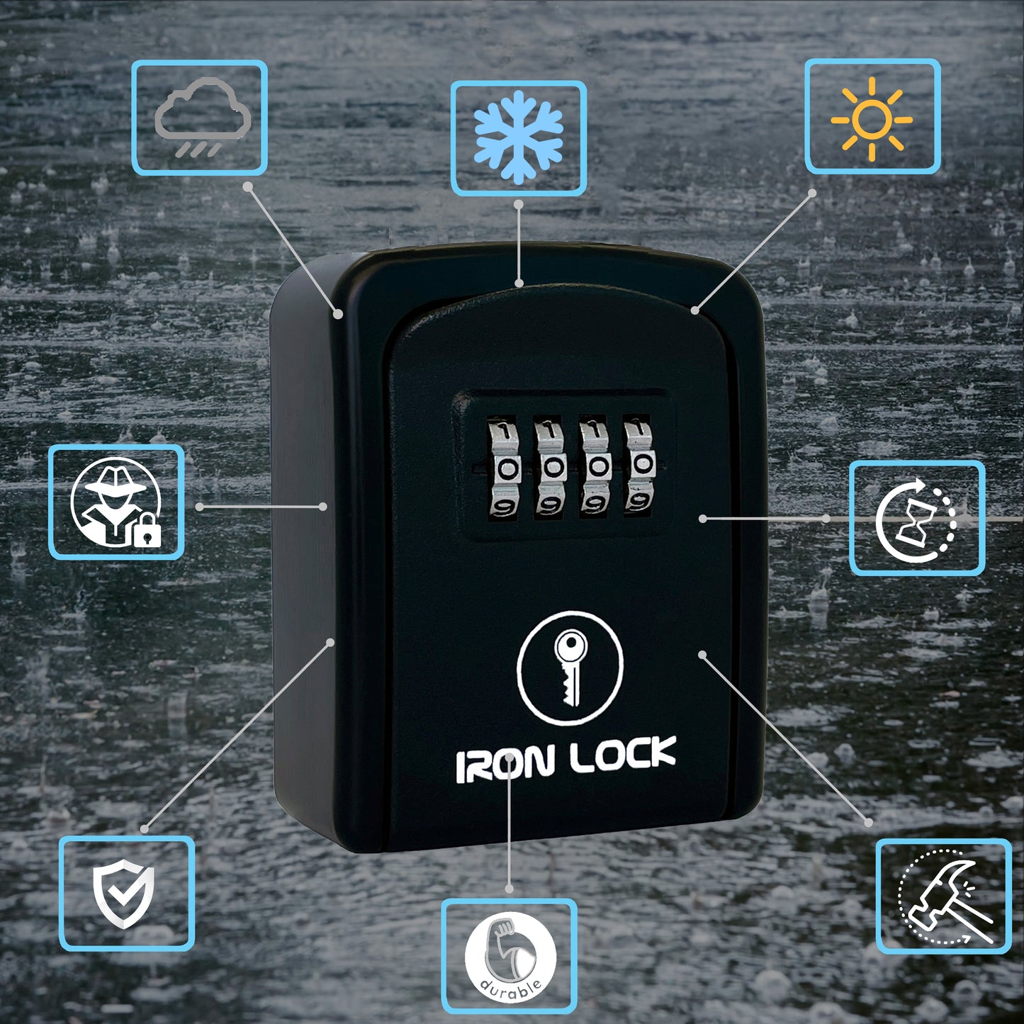 Small Wall Mount Key Lock Box (Black)
