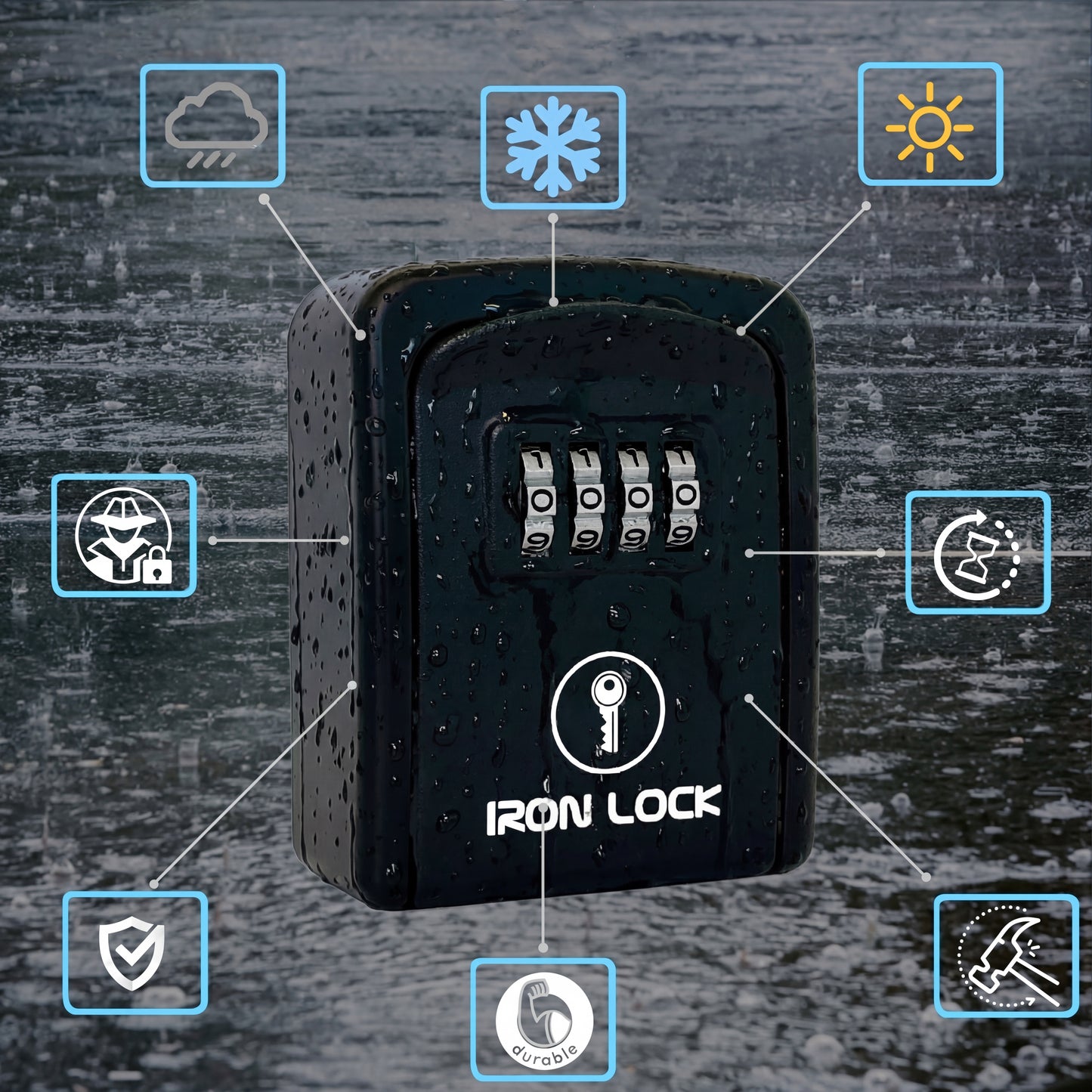 Small Wall Mount Key Lock Box (Black)