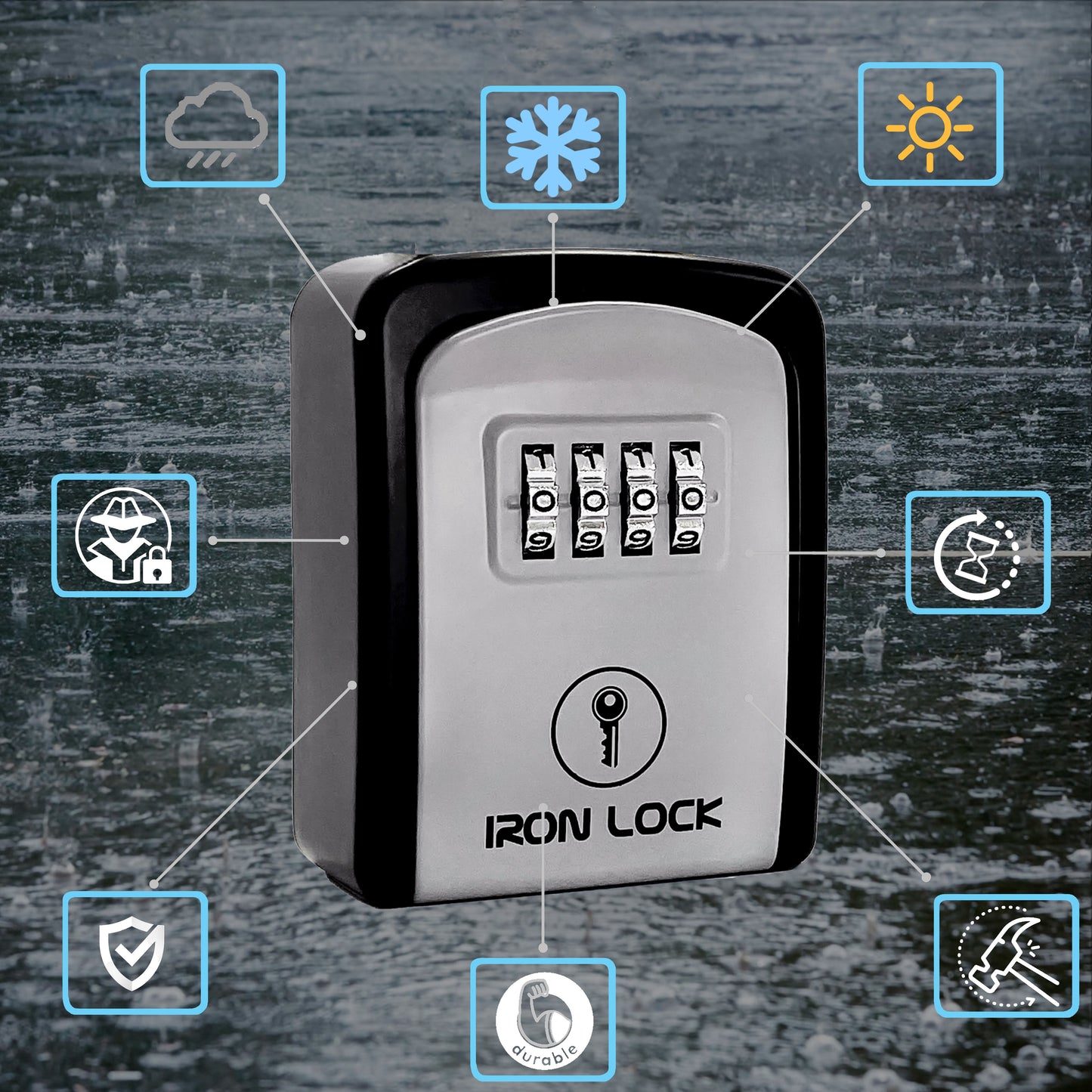 Small Wall Mount Key Lock Box (Grey)