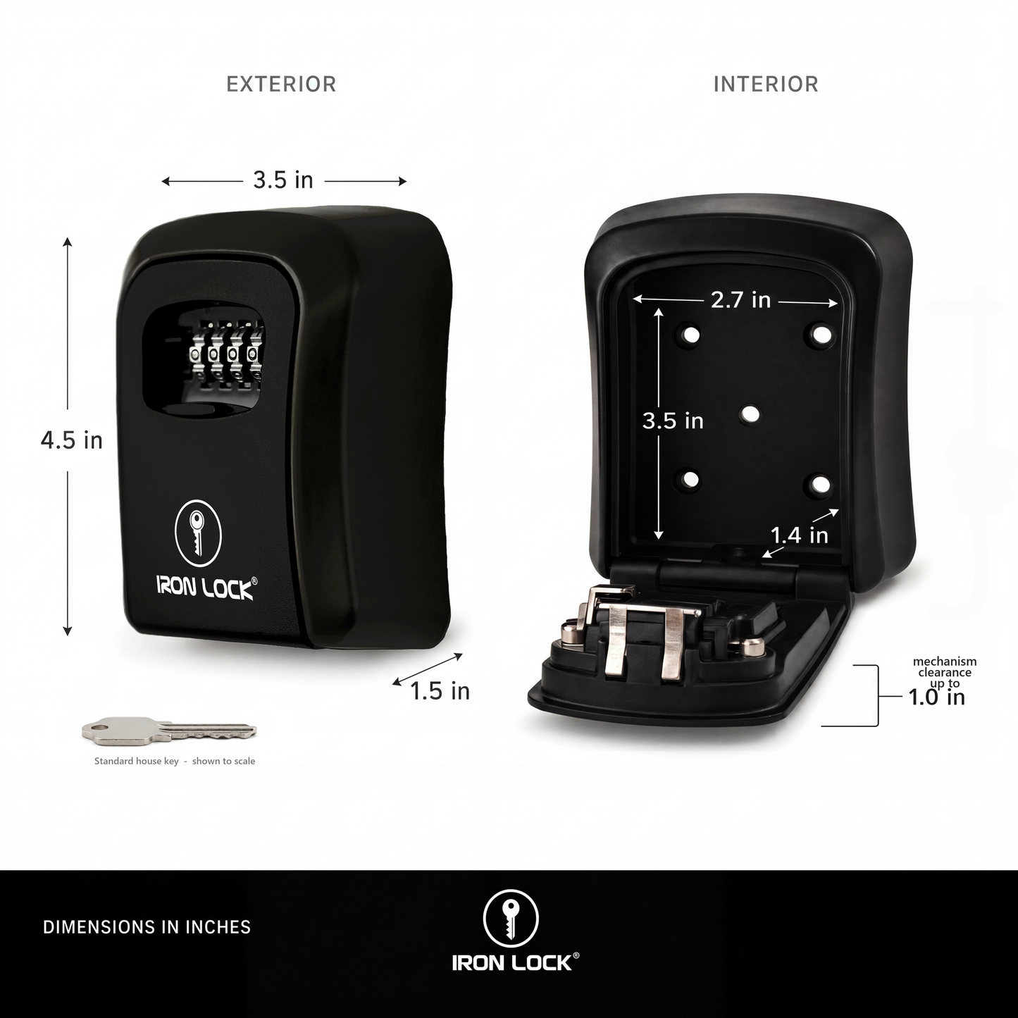 Iron Lock Medium black wall-mount key lock box, 4-digit resettable combination — view 3