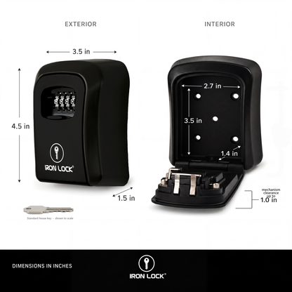 Iron Lock Medium black wall-mount key lock box, 4-digit resettable combination — view 3