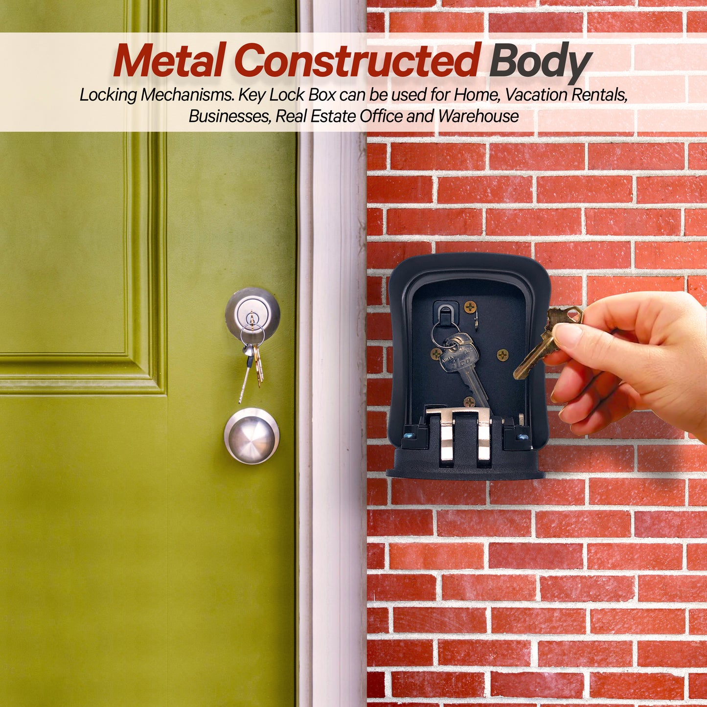 Medium Wall Mount Key Lock Box (Black)