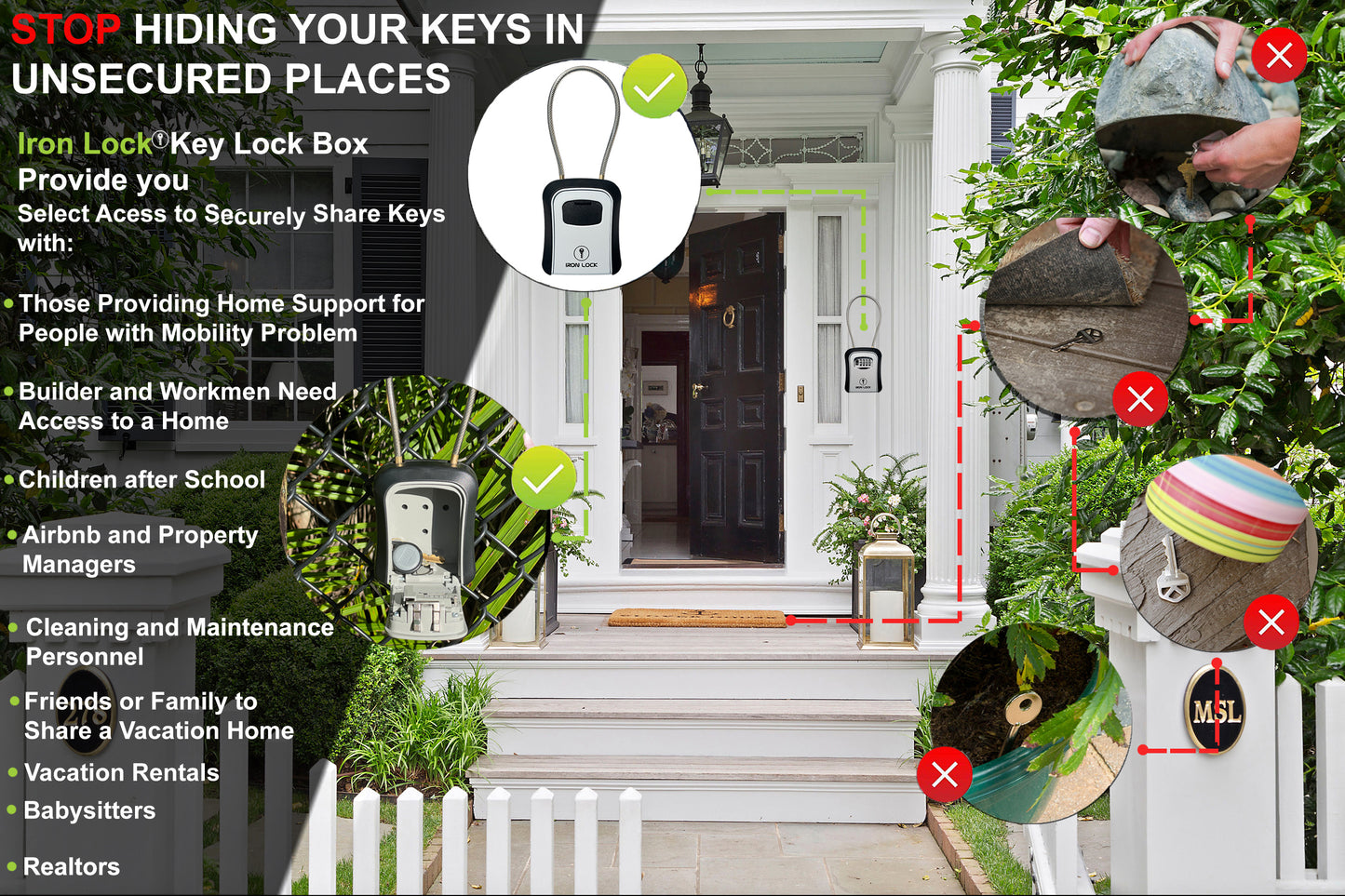 Medium Portable Key Lock Box with Removable Cable Shackle (Grey)