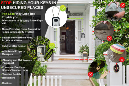 Medium Portable Key Lock Box with Removable Cable Shackle (Grey)