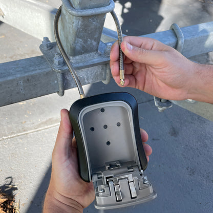 Medium Portable Key Lock Box with Removable Cable Shackle (Grey)