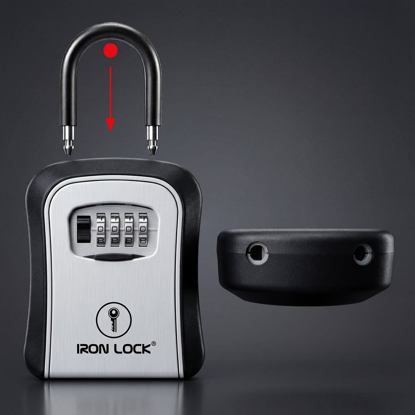 Medium Portable Key Lock Box with Removable U-Shackle (Grey)