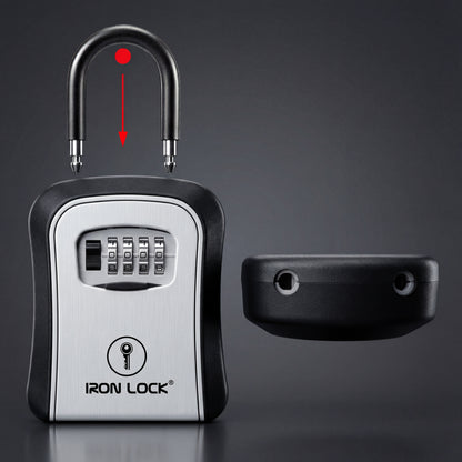 Medium Portable Key Lock Box with Removable U-Shackle (Grey)