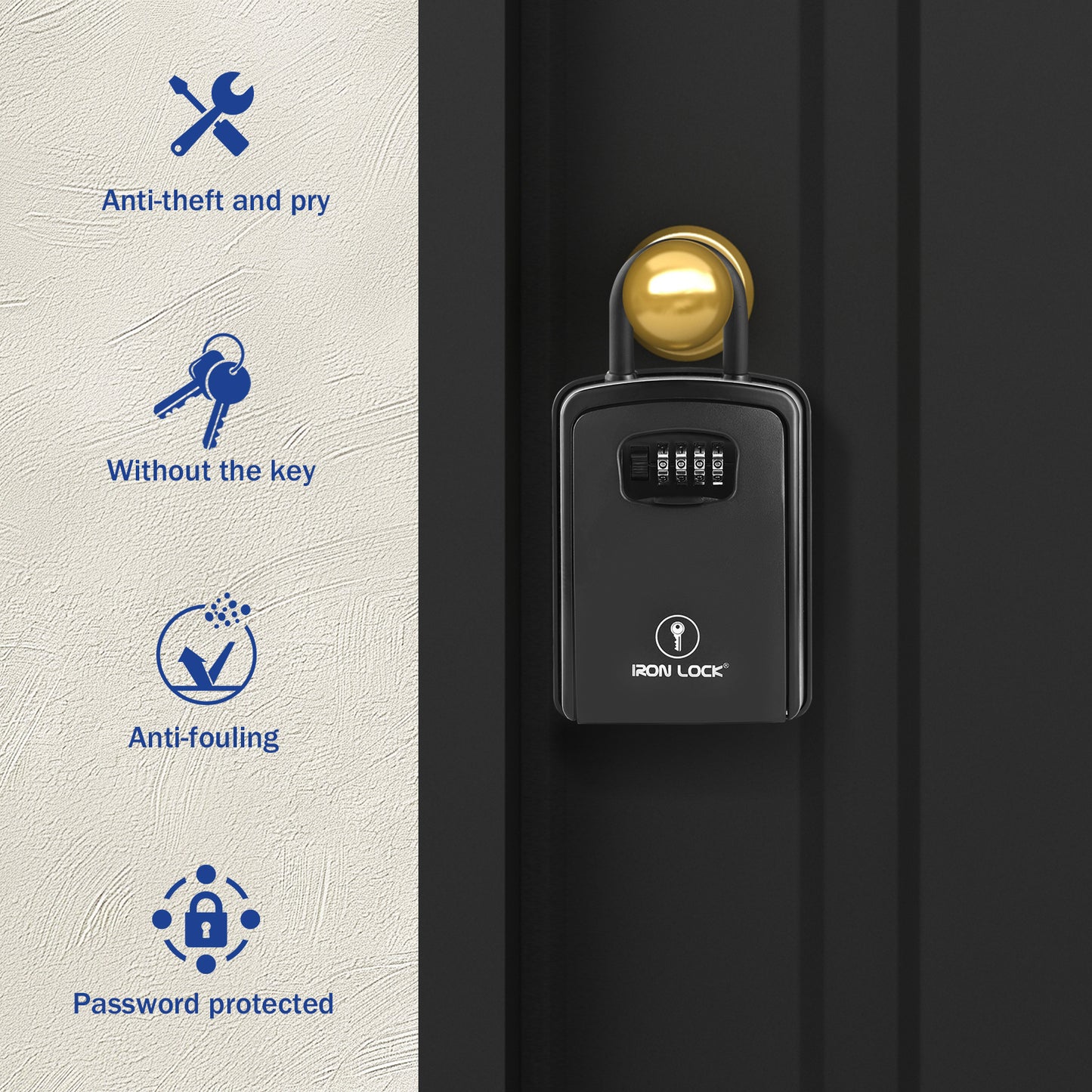 XX-Large Portable Key Lock Box with Removable U-Shackle (Black)