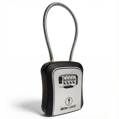 Medium Portable Key Lock Box with Removable Cable Shackle (Grey)