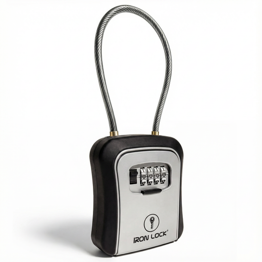 Medium Portable Key Lock Box with Removable Cable Shackle (Grey)