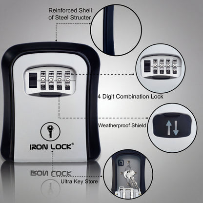 Medium Wall Mount Key Lock Box (Grey)