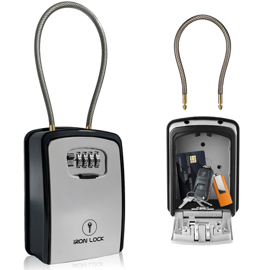 XX-Large Portable Key Lock Box with Removable Cable Shackle (Grey)