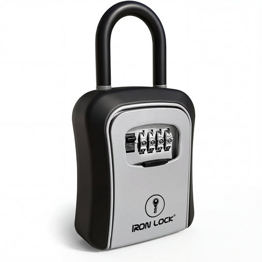 Medium Portable Key Lock Box with Removable U-Shackle (Grey)