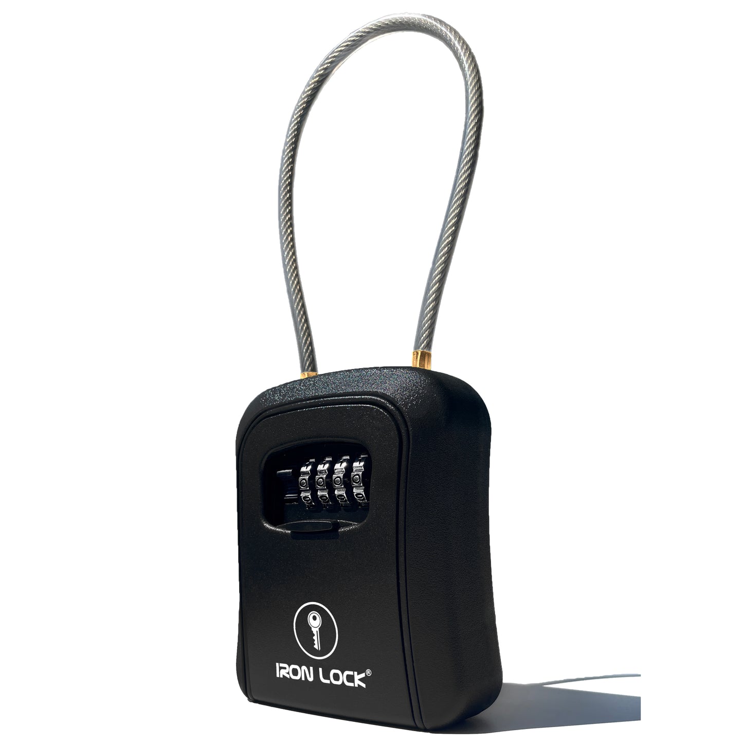 Medium Portable Key Lock Box with Removable Cable Shackle (Black)