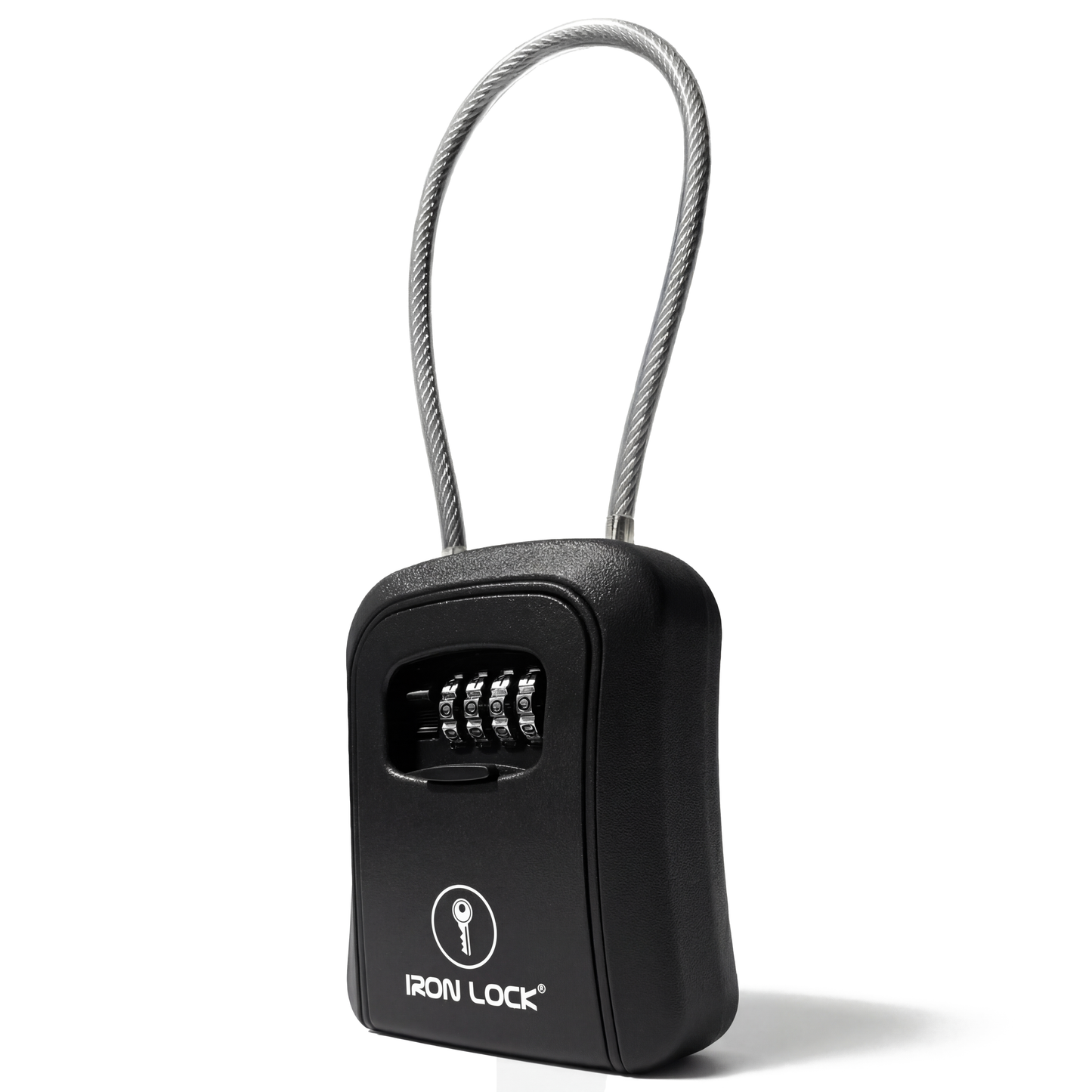 Medium Portable Key Lock Box with Removable Cable Shackle (Black)