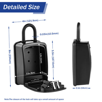 XX-Large Portable Key Lock Box with Removable U-Shackle (Black)