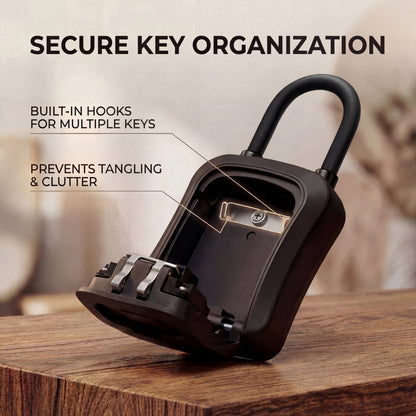 Iron Lock Portable Key Lock Box Medium, U-Shackle, Combination (Black)