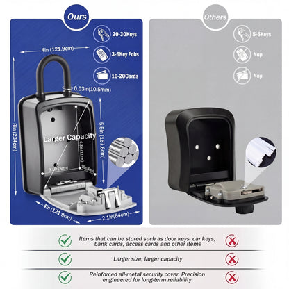 Iron Lock XX-Large grey portable key lock box with removable U-shackle, 4-digit resettable combination — view 6