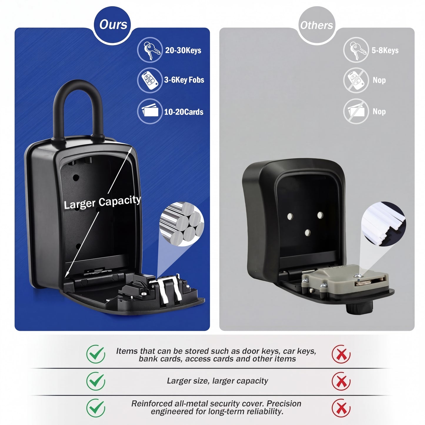 Iron Lock XX-Large black portable key lock box with removable U-shackle, 4-digit resettable combination — view 8