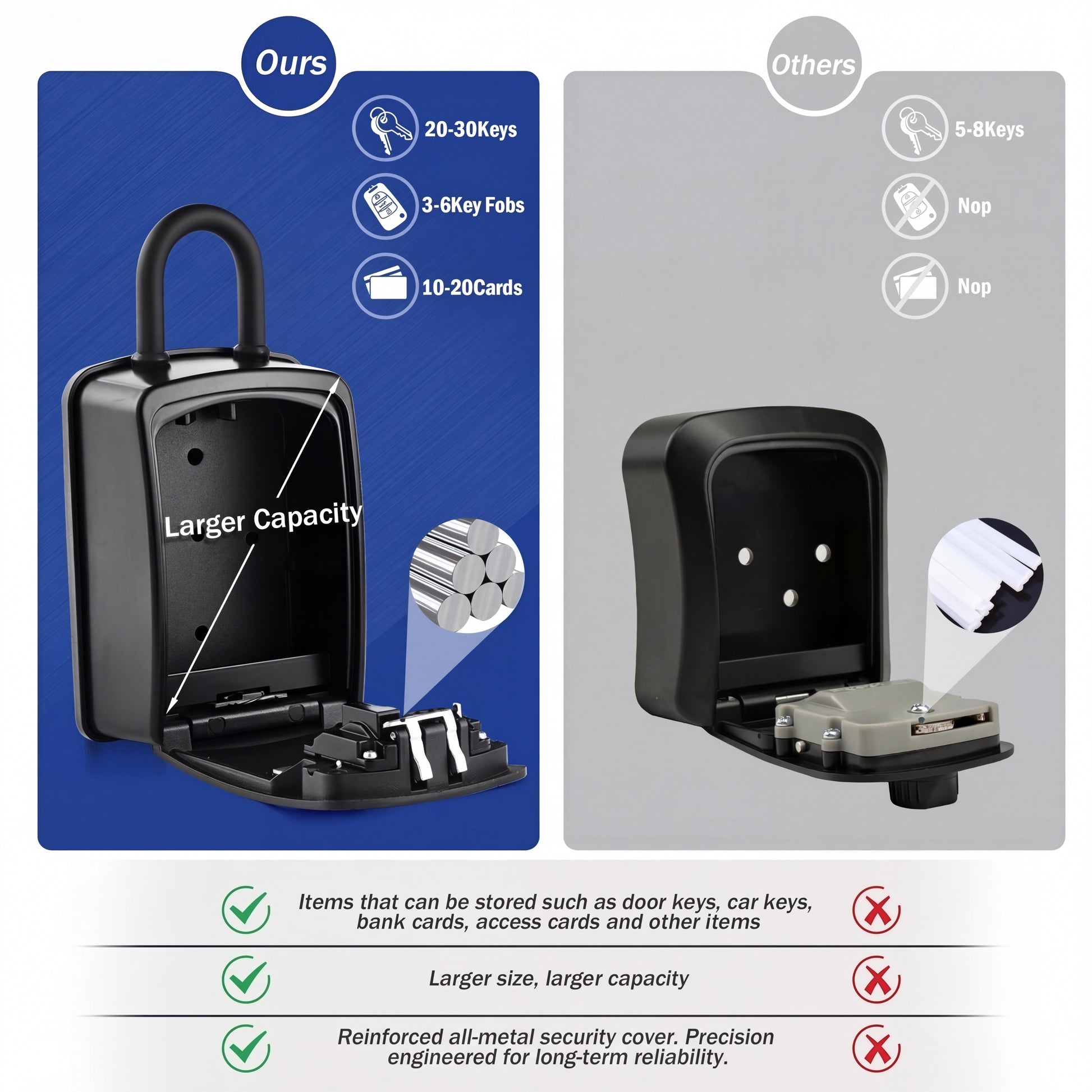 Iron Lock XX-Large black portable key lock box with removable U-shackle, 4-digit resettable combination — view 8