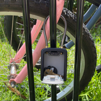 Small Portable Key Lock Box with Removable Cable Shackle (Grey)