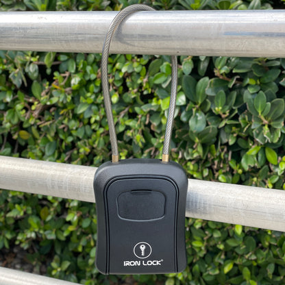 Medium Portable Key Lock Box with Removable Cable Shackle (Black)