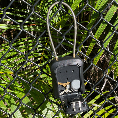 Medium Portable Key Lock Box with Removable Cable Shackle (Black)