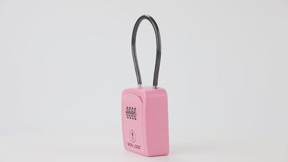 Iron Lock Portable Key Lock Box Small, Cable Shackle, Combination (Pink)