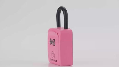 Iron Lock Portable Key Lock Box Small, U-Shackle, Combination (Pink)