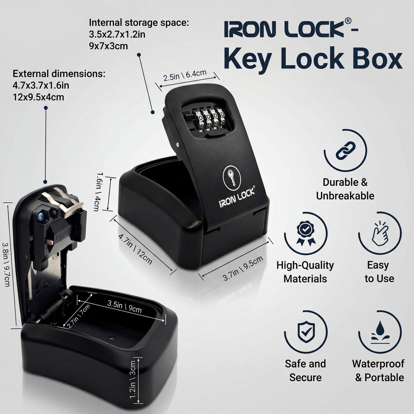 Medium Wall Mount Key Lock Box (Black)